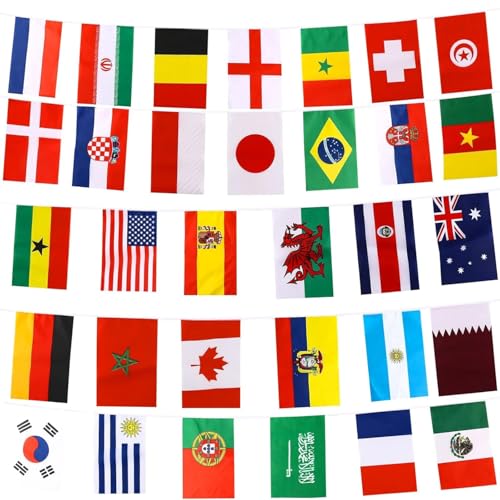 Flaggen der Welt Fahne Wimpelkette 32 Länder Fahne Banner 9 Meter FlagSuperstore von FlagSuperstore