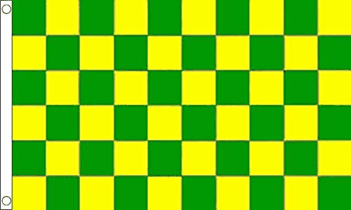 Grüne und gelbe karierte Flagge, 90 x 60 cm, kariert, 100 % Polyester. FlagSuperstore von FlagSuperstore