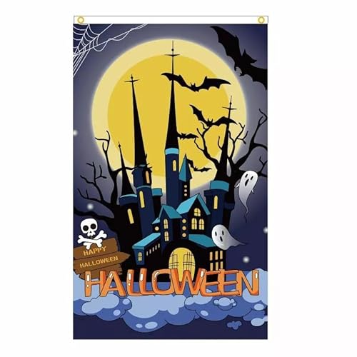 Halloween-Spukhaus-Flagge, 1,5 x 90 cm, 100 % Polyester, mit Ösen. FlagSuperstore Halloween-Spukhaus-Flagge, 1,5 x 90 cm, 100 % Polyester, mit Ösen. FlagSuperstore von FlagSuperstore