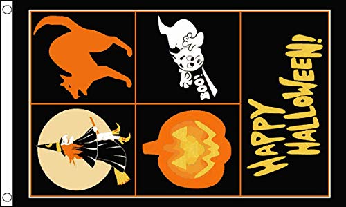 Happy Halloween Flagge, 100 % Polyester, mit Ösen, 90 x 60 cm FlagSuperstore Happy Halloween Flagge, 100 % Polyester, mit Ösen, 90 x 60 cm FlagSuperstore von FlagSuperstore