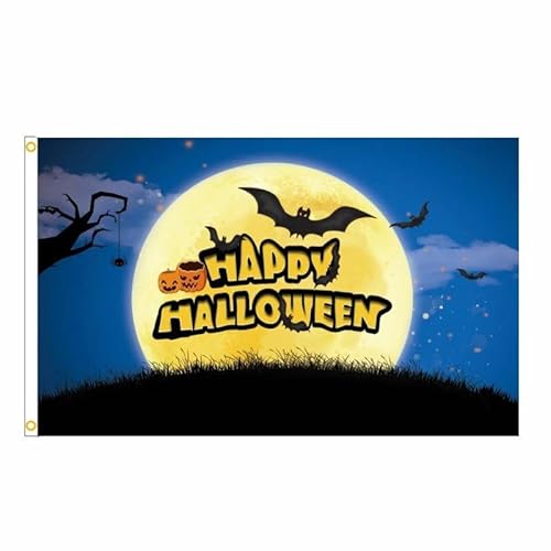 Happy Halloween Mond-Flagge, 152 x 90 cm, 100 % Polyester, mit Ösen. FlagSuperstore Happy Halloween Mond-Flagge, 152 x 90 cm, 100 % Polyester, mit Ösen. FlagSuperstore von FlagSuperstore