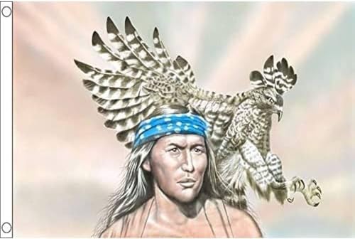 Indianer-Flagge mit Adler, 1,5 x 90 cm, 100 % Polyester, mit Ösen. FlagSuperstore von FlagSuperstore