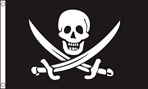 Jack Rackham Piratenflagge, 100 % Polyester, mit Ösen, 90 x 60 cm FlagSuperstore von FlagSuperstore