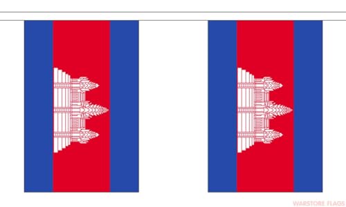 Kambodscha Flagge Wimpelkette 3 Meter 10 Flaggen FlagSuperstore von FlagSuperstore