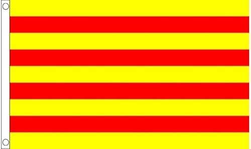 Katalonien-Flagge, 100 % Polyester, mit Ösen, 90 x 60 cm FlagSuperstore von FlagSuperstore