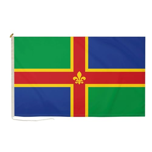 Lincolnshire-Flagge, robust, langlebig, 1,5 x 91,4 cm, mit Seil und Knebel FlagSuperstore von FlagSuperstore
