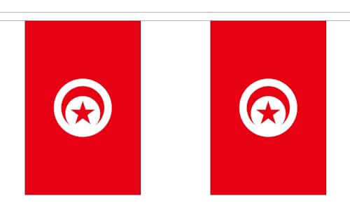 Tunesien Wimpelkette 6 Meter 20 Flaggen Polyester FlagSuperstore von FlagSuperstore