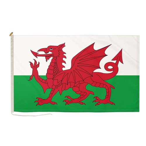 Wales-Flagge, strapazierfähig, 90 x 60 cm, mit Seil und Knebel FlagSuperstore von FlagSuperstore