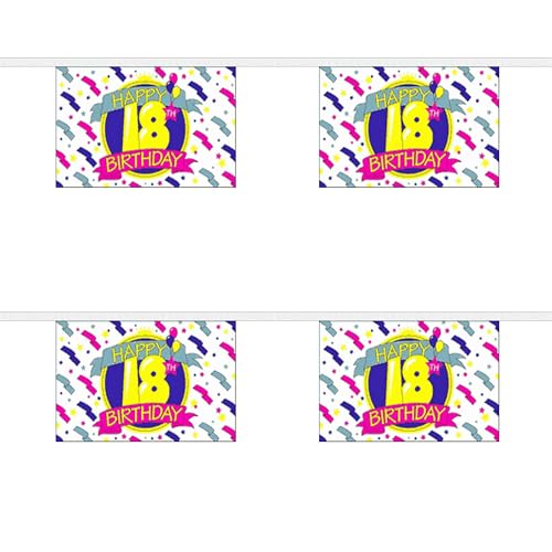 Wimpelkette "Happy 18th Birthday", 9 m, 30 Flaggen, Polyester FlagSuperstore von FlagSuperstore