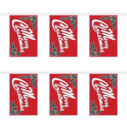 Wimpelkette "Merry Christmas", 9 m, 30 Flaggen, rot, Polyester FlagSuperstore von FlagSuperstore
