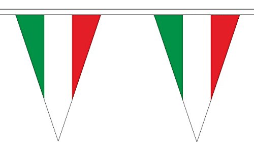 Wimpelkette mit Italien-Flagge, 20 m, dreieckig, groß, 54 Flaggen FlagSuperstore von FlagSuperstore