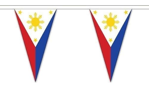 Wimpelkette mit Philippinen-Flagge, 20 m, dreieckig, groß, 54 Flaggen FlagSuperstore von FlagSuperstore
