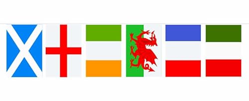 Wimpelkette mit Rugby-Nationalflagge, 7 m, 24 große 6 Länder FlagSuperstore von FlagSuperstore