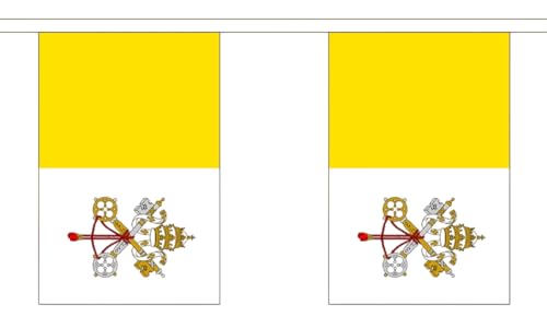 Wimpelkette mit Vatikanstadt-Flagge, 3 m, 10 Flaggen FlagSuperstore von FlagSuperstore