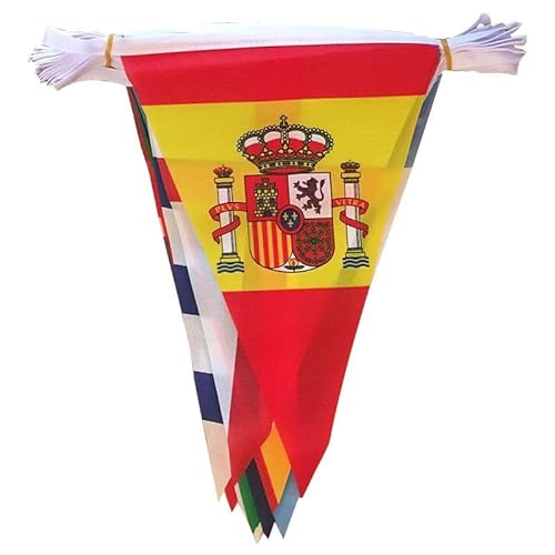 Wimpelkette mit europäischer Flagge, 24 Länder, dreieckig, 9 Meter FlagSuperstore von FlagSuperstore