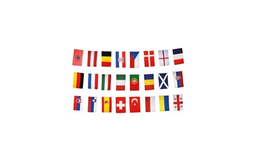 EM Flaggenkette Fußball 2024-30 x 45 cm, 13,80 m lang + gratis Aufkleber, Flaggenfritze® von Flaggenfritze