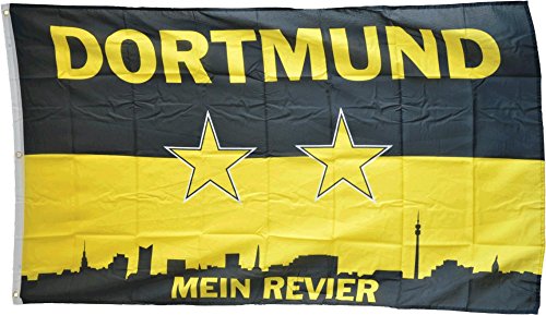 Fahne/Flagge FanFlagge Dortmund Mein Revier Sterne - 150 x 250 cm + gratis Sticker, XXL-Fahne von Flaggenfritze® von Flaggenfritze
