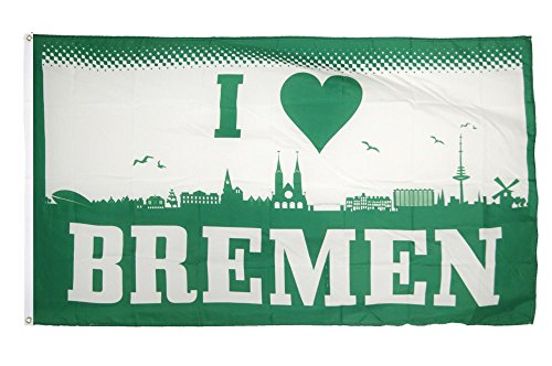 Flaggenfritze Fahne/Flagge I Love Bremen + gratis Sticker von Flaggenfritze