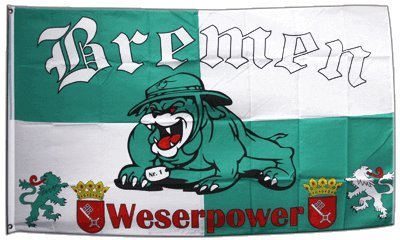 Flaggenfritze Fahne/Flagge Bremen Bulldogge Weserpower + gratis Sticker von Flaggenfritze