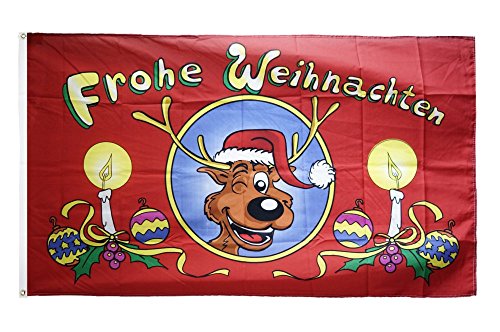 Flaggenfritze Fahne/Flagge Frohe Weihnachten Rentierkopf + gratis Sticker von Flaggenfritze