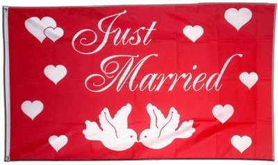 Flaggenfritze Fahne/Flagge Just Married + gratis Sticker von Flaggenfritze