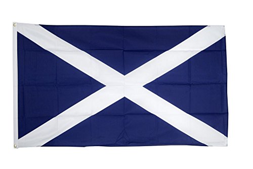 Flaggenfritze Fahne/Flagge Schottland Schottische Flagge hissfertig mit Ösen 90 x 150 cm + gratis Sticker von Flaggenfritze