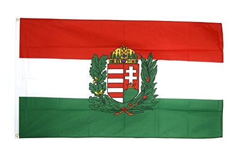 Flaggenfritze Fahne/Flagge Ungarn mit Wappen ungarische Fahne 90 x 150 cm+ gratis Sticker von Flaggenfritze