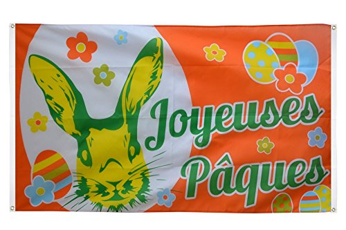 Flaggenfritze® Balkonflagge Joyeuses Pâques - Frohe Ostern von Flaggenfritze