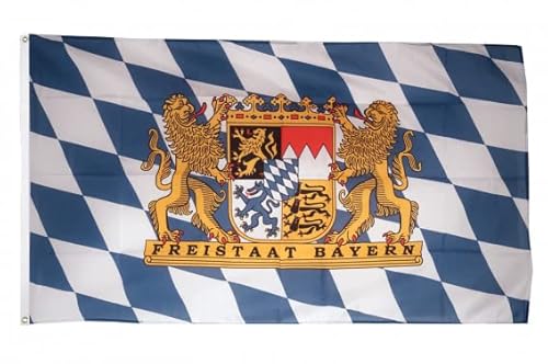 Flaggenfritze® Fahne Flagge Bayern Freistaat Löwenwappen 60 x 90 cm Premiumqualität von Flaggenfritze