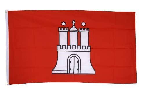 Flaggenfritze® Fahne Flagge Hamburg 60 x 90 cm Premiumqualität von Flaggenfritze