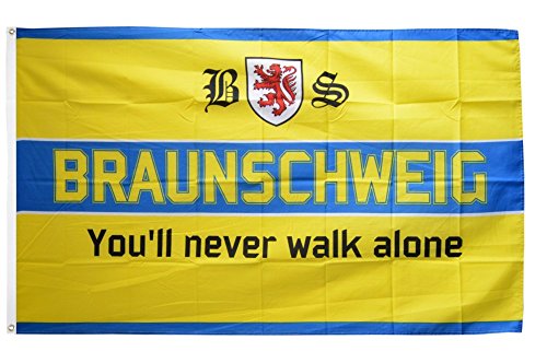 Flaggenfritze® Fanflagge Braunschweig - You'll Never Walk Alone - 90 x 150 cm von Flaggenfritze