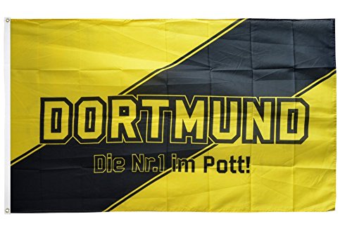 Flaggenfritze® Fanflagge Dortmund Streifen - Die Nr.1 im Pott - 90 x 150 cm von Flaggenfritze