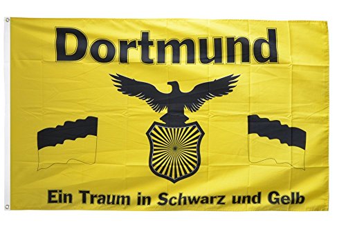 Flaggenfritze® Fanflagge Dortmund - Traum in Schwarz und Gelb - 90 x 150 cm von Flaggenfritze