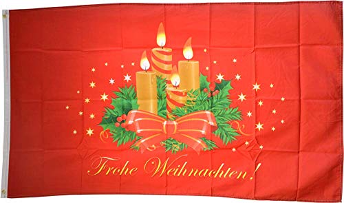 Flaggenfritze® Flagge/Fahne Frohe Weihnachten mit Adventskranz - 90 x 150 cm von Flaggenfritze