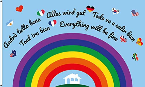 Flaggenfritze® Flagge/Fahne Regenbogen Alles Wird gut - 60 x 90 cm von Flaggenfritze