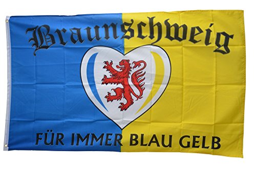 Flaggenfritze® Flagge Fanflagge Braunschweig Für immer blau gelb - 90 x 150 cm von Flaggenfritze