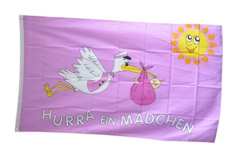 Flaggenfritze® Flagge Hurra EIN Mädchen - 90 x 150 cm von Flaggenfritze