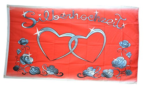 Flaggenfritze® Flagge Silberhochzeit - 90 x 150 cm von Flaggenfritze