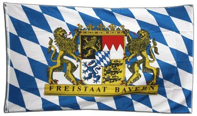 Flaggenfritze Fahne/Flagge Deutschland Bayern Freistaat - 150 x 250 cm + gratis Sticker, XXL-Fahne von Flaggenfritze