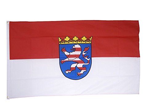 Flaggenfritze Fahne/Flagge Deutschland Hessen - 150 x 250 cm + gratis Sticker, XXL-Fahne von Flaggenfritze
