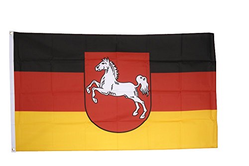 Flaggenfritze Fahne/Flagge Deutschland Niedersachsen - 150 x 250 cm + gratis Sticker, XXL-Fahne von Flaggenfritze