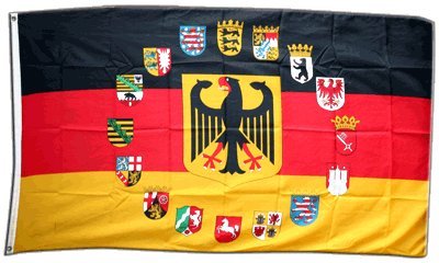 Flaggenfritze Fahne/Flagge Deutschland mit Adler und Wappen der 16 Bundesländer + gratis Sticker von Flaggenfritze