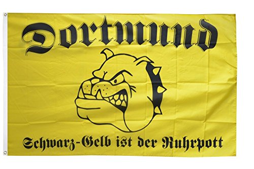 Flaggenfritze Fahne/Flagge Dortmund Bulldogge schwarz-gelber Ruhrpott + gratis Sticker von Flaggenfritze