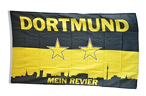 Fahne/Flagge Dortmund Mein Revier Sterne + gratis Sticker, Flaggenfritze® von Flaggenfritze