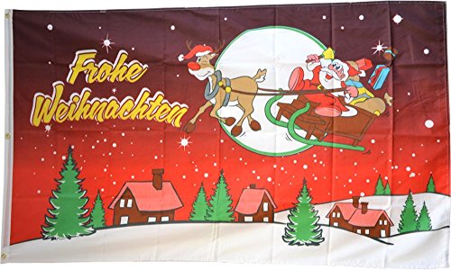 Flaggenfritze Fahne/Flagge Frohe Weihnachten rot - 150 x 250 cm + gratis Sticker, XXL-Fahne von Flaggenfritze