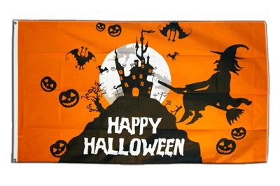 Flaggenfritze Fahne/Flagge Happy Halloween orange + gratis Sticker von Flaggenfritze