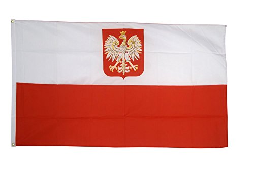 Flaggenfritze Fahne/Flagge Polen mit Adler - 150 x 250 cm + gratis Sticker, XXL-Fahne von Flaggenfritze