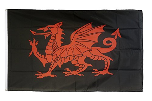 Flaggenfritze Fahne/Flagge Walisischer Drache schwarz + gratis Sticker von Flaggenfritze