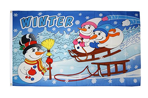 Flaggenfritze Fahne/Flagge Winter mit Schneemann + gratis Sticker von Flaggenfritze