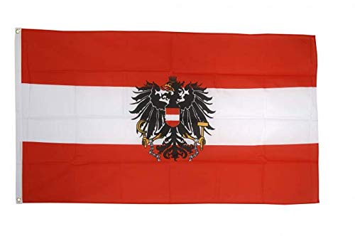 Flaggenfritze Flagge Österreich mit Adler, österreichische Fahne hissfertig mit Ösen 90 x 150 cm+ gratis Sticker von Flaggenfritze